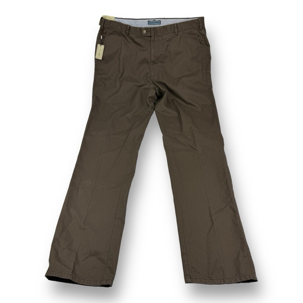 NWT Peter Millar Espresso Brown Flat Front Pima Cotton‎ Chino Pants Size 38X35